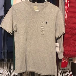 Gray Polo Ralph Lauren V-Neck Tee Shirt